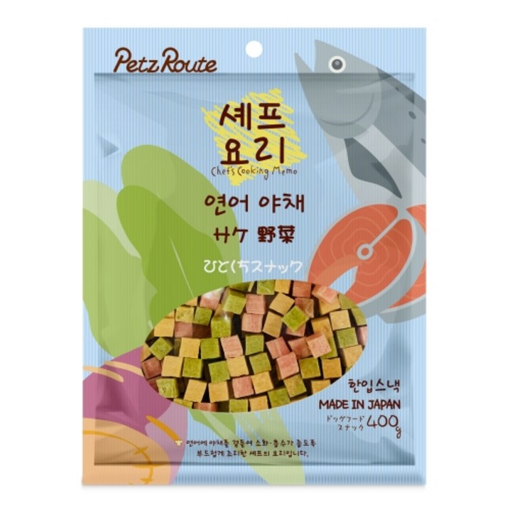 펫츠루트 셰프요리 연어 야채 반려견 간식, 연어  야채 혼합맛, 1개
