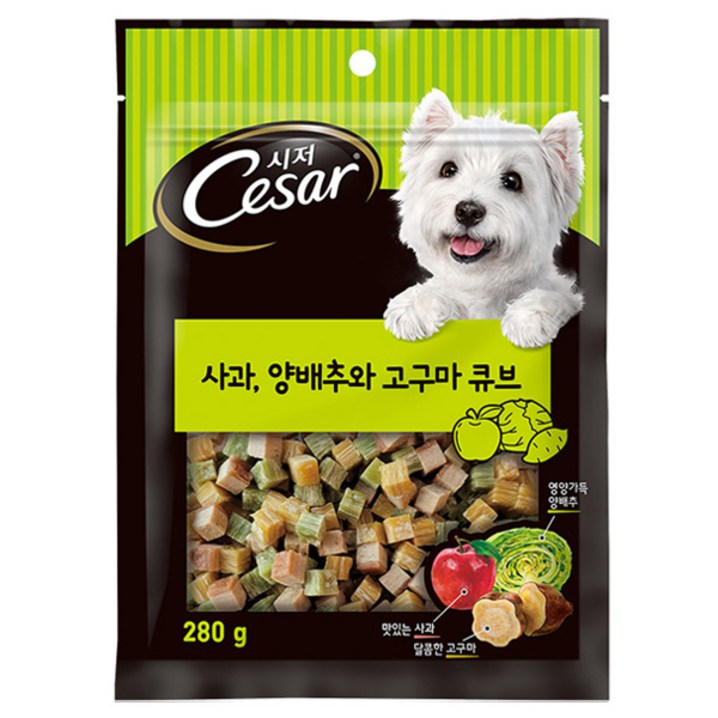 시저 강아지 간식 사과 양배추와 고구마 큐브 280g 시저 강아지 간식 사과 양배추와 고구마 큐브 280g