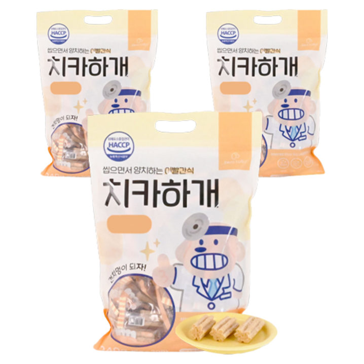 제로랩스 치카하개 강아지 덴탈껌, 피부 장, 240g, 3개