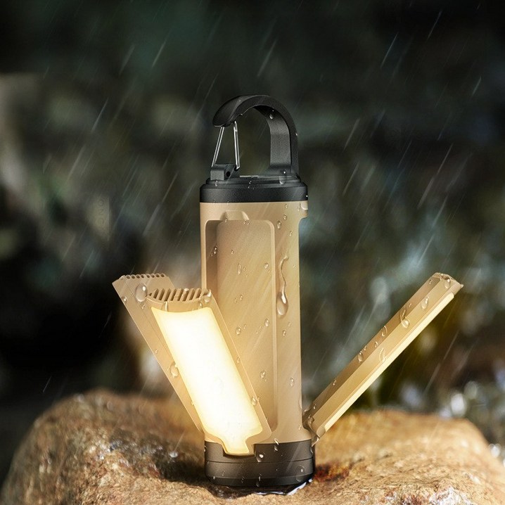 Fowod LED 캠핑 랜턴 접이식 캠핑무드등 야외조명 충전식 손전등 무드등, 카키, 1개