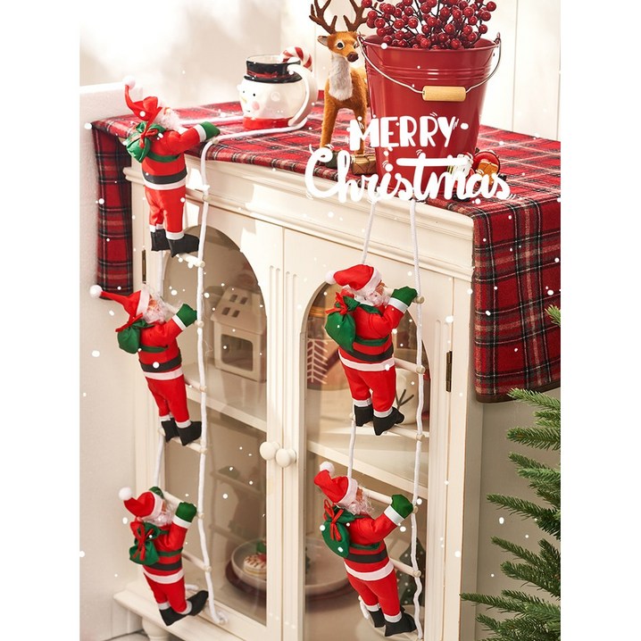 로즈소녀하우스 크리스마스 사다리 산타 인형 소품장식 데코