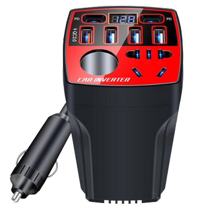 체리스팟 IN007 200W 차량용 인버터 고속 충전 시가잭 멀티 충전 12V 24V 차량 충전기, 1개