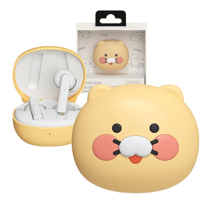 카카오프렌즈 3D 입체 얼굴형 무선 블루투스 이어폰 K2, 춘식이