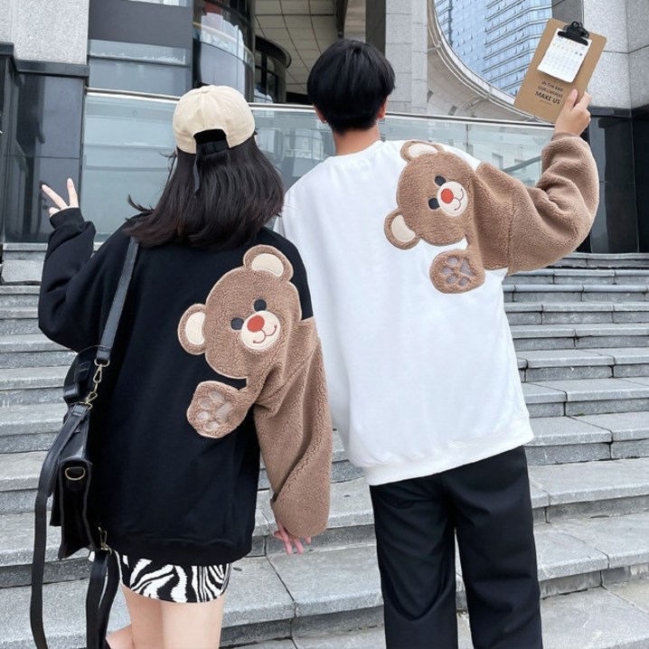 샤이닝포인츠 남녀공용 가을 겨울 곰 라운드 맨투맨 데일리 오버핏 맨투맨 티셔츠 샤이닝포인츠 남녀공용 가을 겨울 곰 라운드 맨투맨 데일리 오버핏 맨투맨 티셔츠