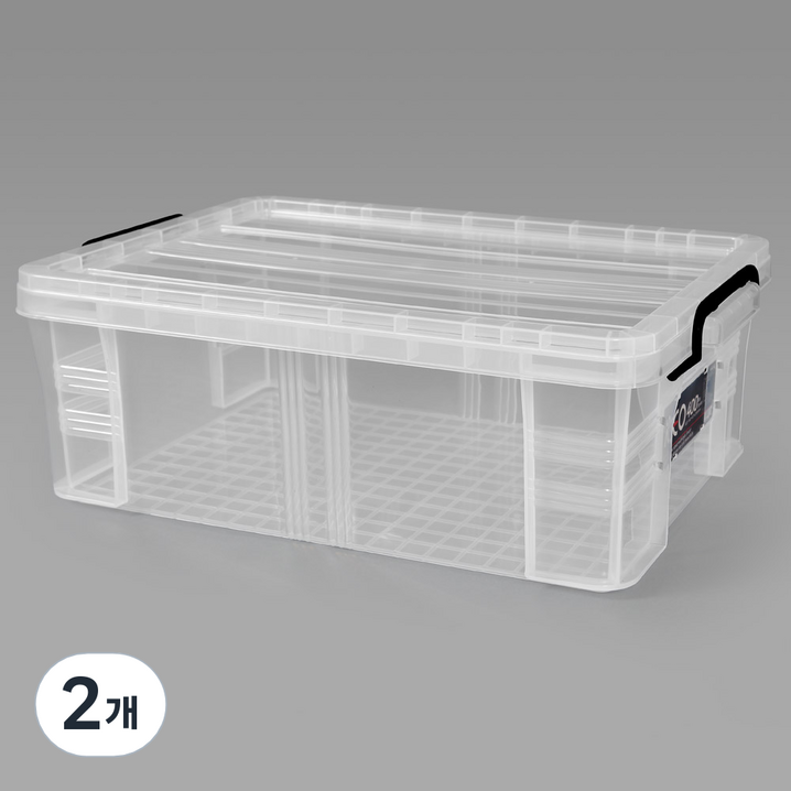 지오리빙 레오박스 다용도정리함 리빙박스 수납 공간 정리함, 투명, 2개