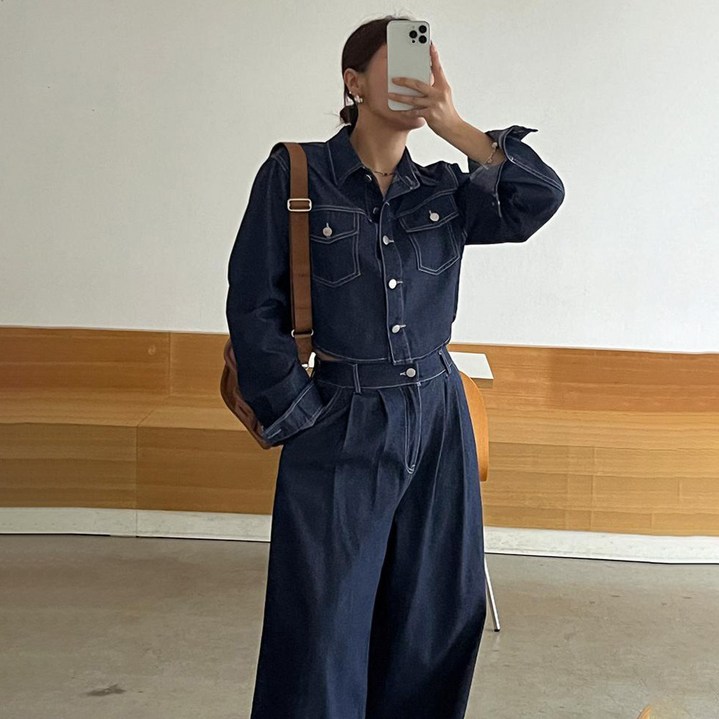 난닝구 한벌로 끝내는 헬트 데님 자켓 + 팬츠 세트