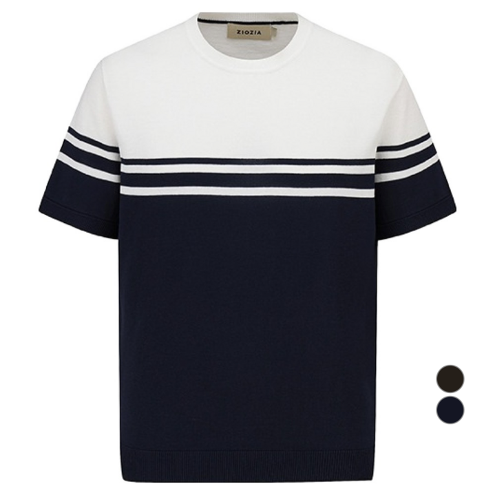 지오지아 남성용 미라쿨 블럭패턴 반팔 니트 AEF2ER1102