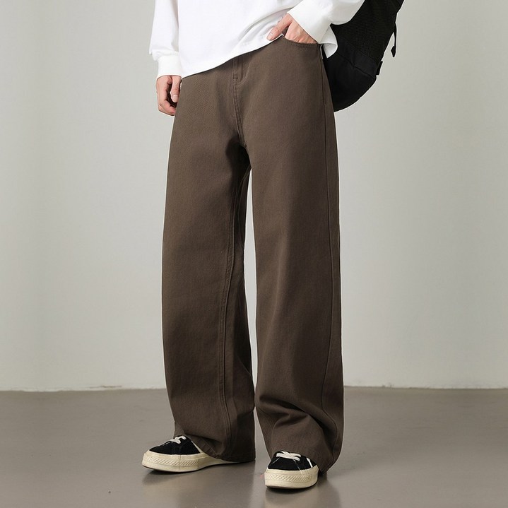 벨로시티 남녀공용 와이드 스트레이트 밴딩 면 치노 팬츠