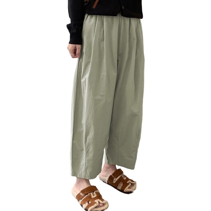 퀸앤조이 대박편한 소프트 코튼 핀턱 배기 밴딩 팬츠