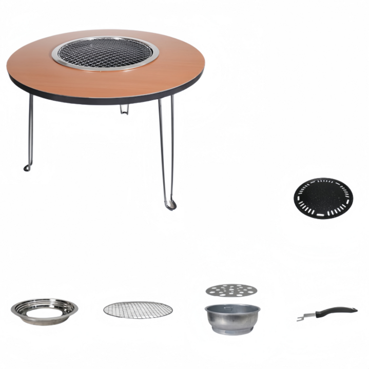 몬테리아 캠핑데이블 원형 화로 캠핑 테이블 숯불 스텐 로스터 가정용 바베큐 테이블 G518-061