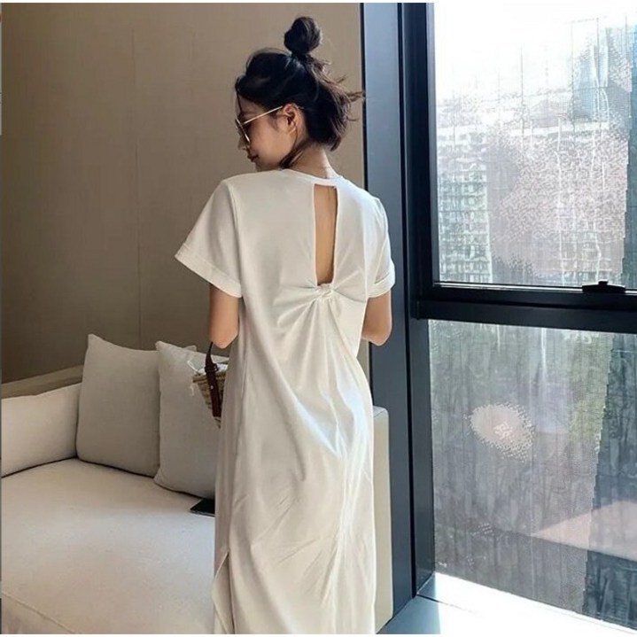 옆트임 루즈핏 롱 원피스 캐쥬얼롱티 홈웨어 데일리룩