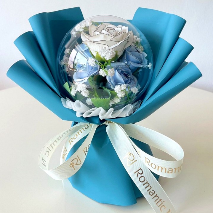 로맨틱앤 풍선꽃다발 카네이션 장미 꽃다발 LED 아크릴 꽃풍선 화환