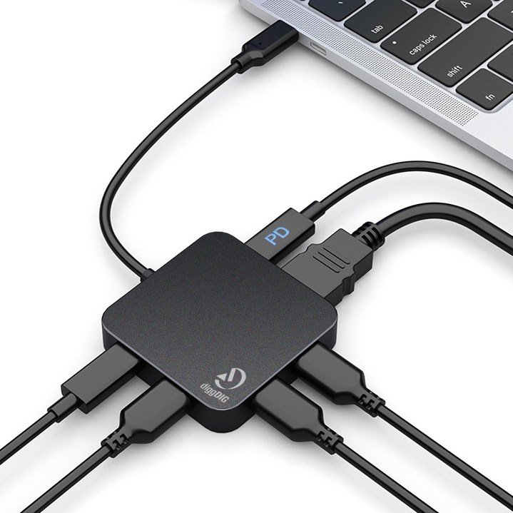 디그딕 C타입 멀티허브 스퀘어 USB3.0 허브 HDMI PD충전 H2001HF