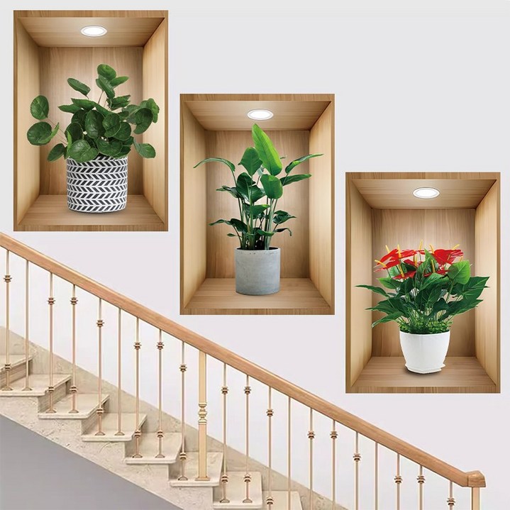 3D 입체 식물 벽 스티커 - 계단/거실/식당 벽면 커버 셀프 접착식 인테리어, 15. 번영하는