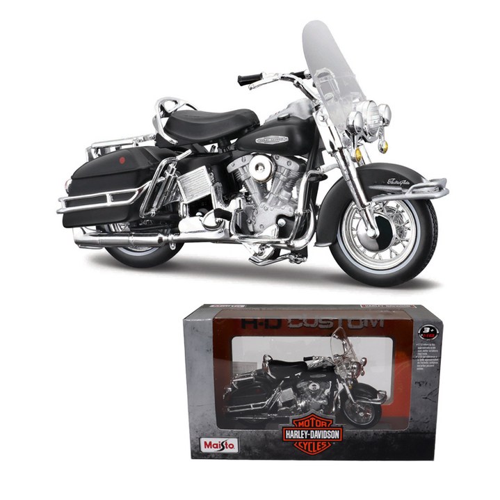마이스토 1:18 할리데이비슨 1966 FLH Electra Glido 블랙 오토바이모형, 1개