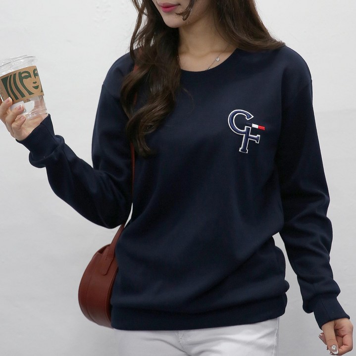 [당일출고] 여자친9 래터링 볼륨자수 빅사이즈(S~2XL) 소프트 맨투맨 국내제작-26칼라