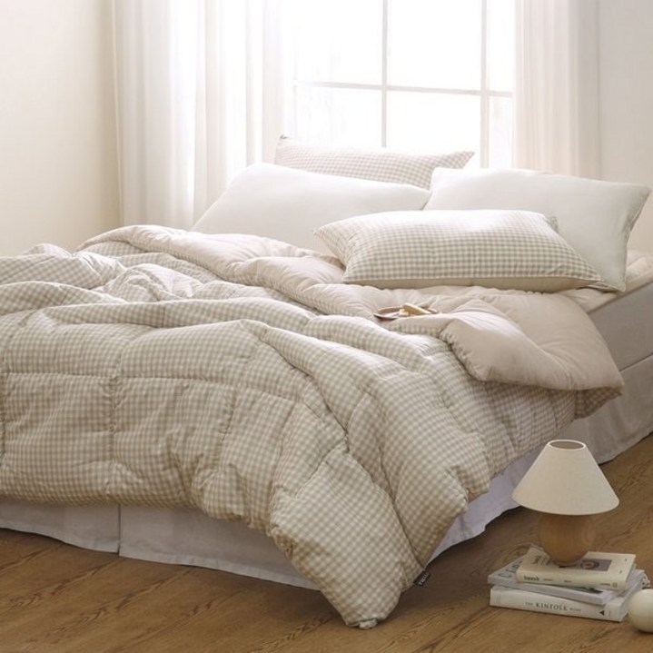플로라 인디체크 백화점 퀄리티 순면 극세사 겨울 차렵이불 단품 Q 458342