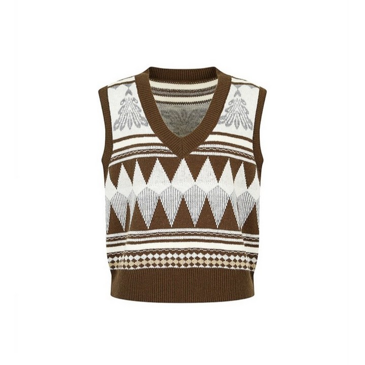 더틸버리 더틸버리  기하학 브이넥 니트 베스트TP9N1VT02W1_DG