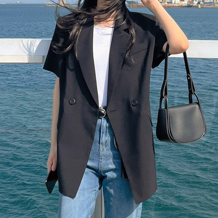 초특가 고퀄리티국내 자체 제작당일 발송 엘린 더블 원버튼 반팔 여름 자켓