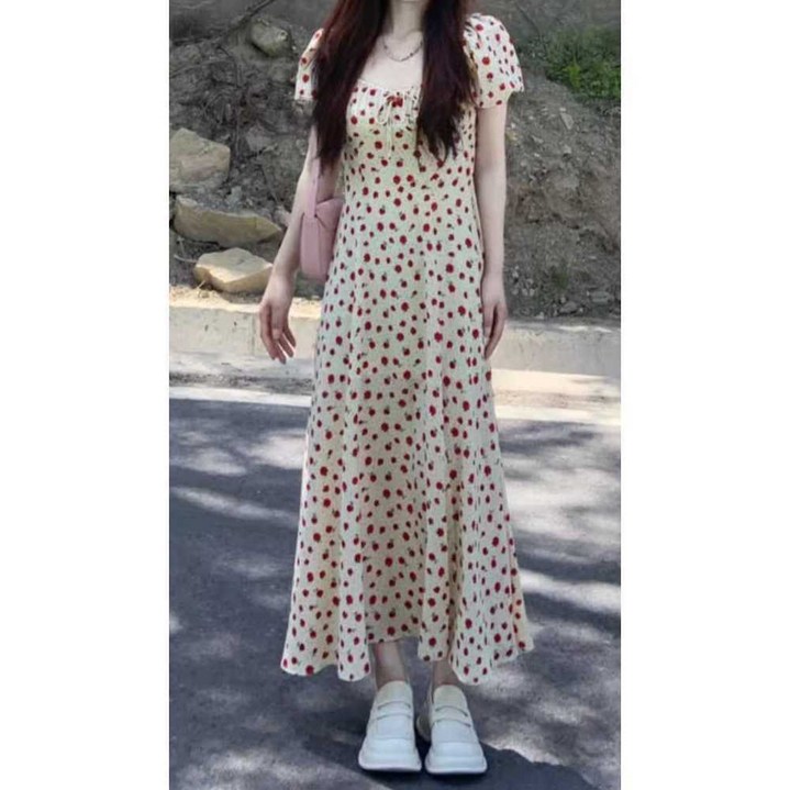 롱 오브제원피스 플라워 패턴 날씬해 보이는 옷