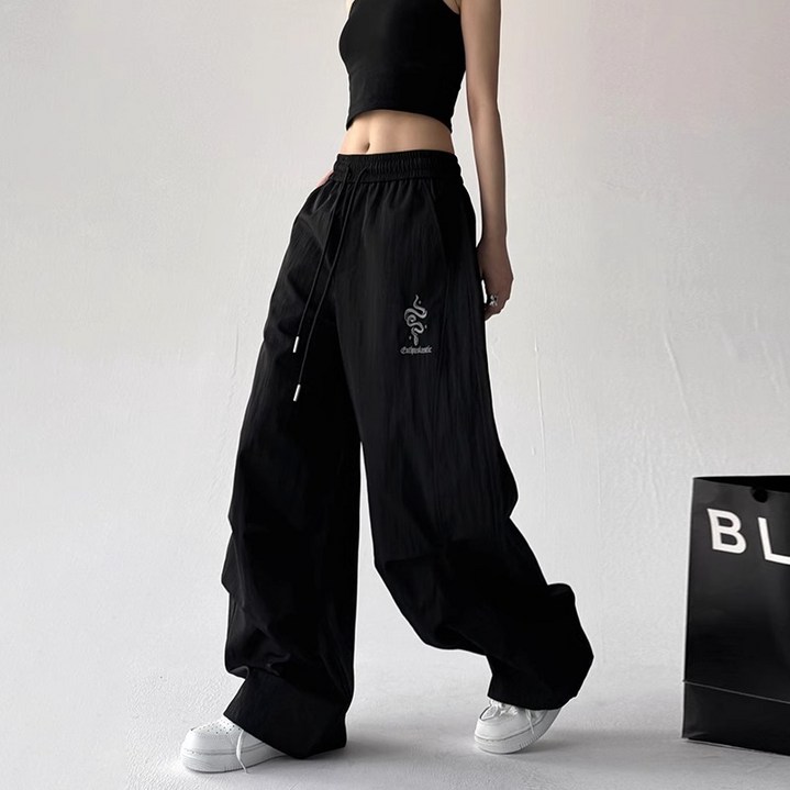 SunburstWonder 여성가을 겨울 팬츠 힙합 재즈 댄스 드라이 카고 캐주얼 얇고 통기성 루즈핏