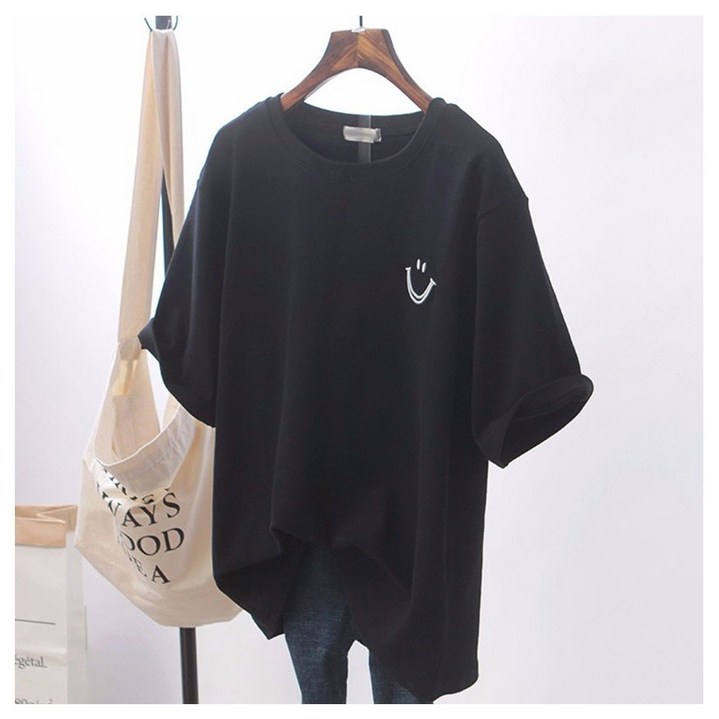 Aec go 여성 스마일 롱 면 티셔츠