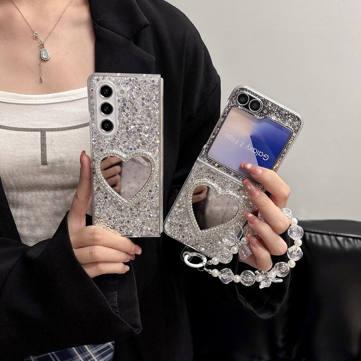 클로버즈 Z폴드 트윙클 하트 미러 케이스