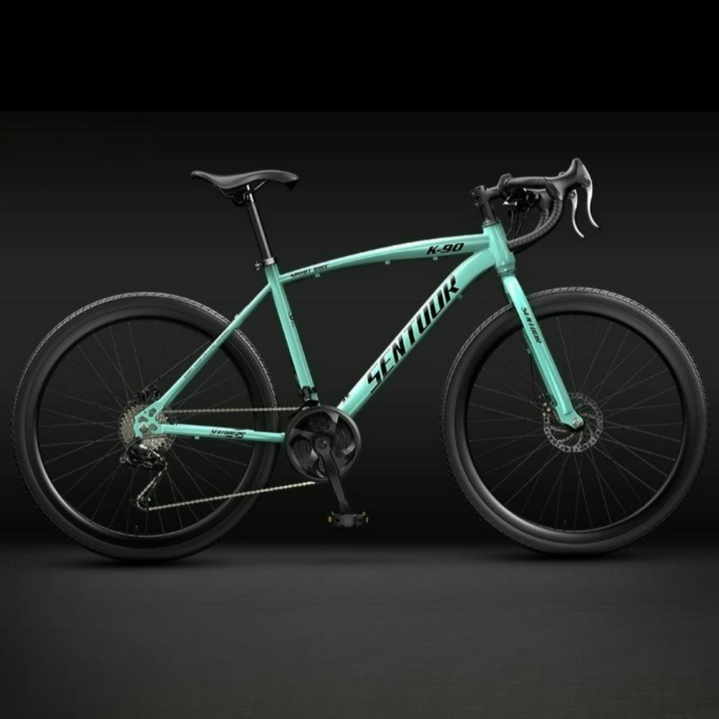 루니브 가벼운 입문용 출퇴근 학생 성인용 24단 로드 자전거, 1개, 168cm, 그린