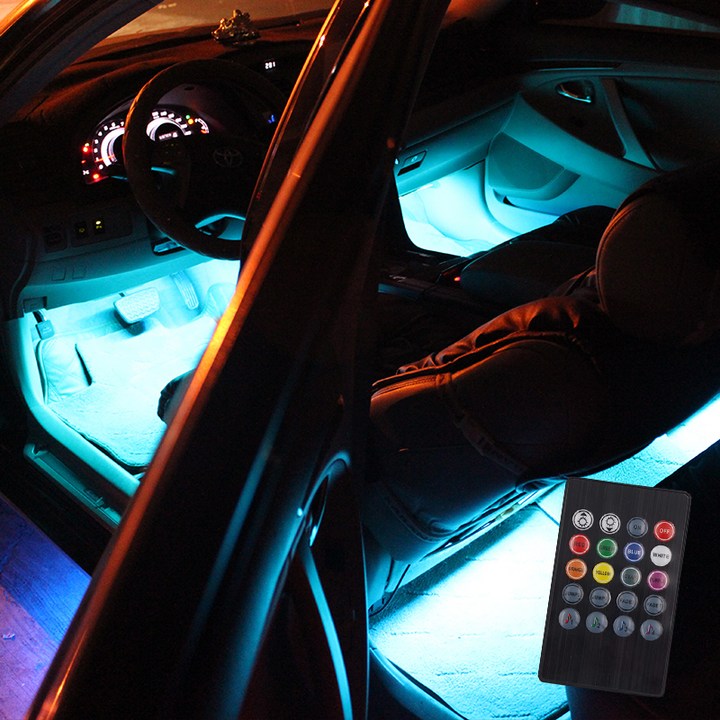 자동차실내용품 삼에스 브릴리언트라이팅 2세대 RGB컬러4바 자동차 무드등 풋등, 혼합 색상, 1세트