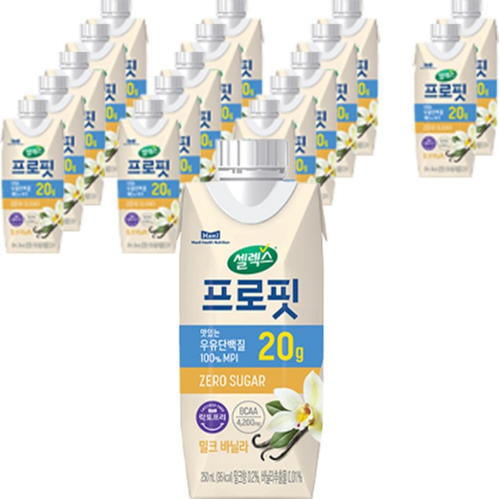 스포츠/레저 셀렉스 프로핏 우유단백질 밀크 바닐라, 250ml, 18개