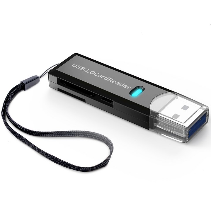 구스페리 USB 3.0 SD 카드 TF 카드 리더기, 단일상품, 블랙, 1개