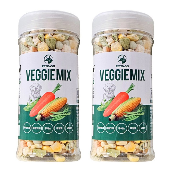 펫카소 강아지 야채믹스 국내산 동결건조, 2개, 62g, 혼합맛