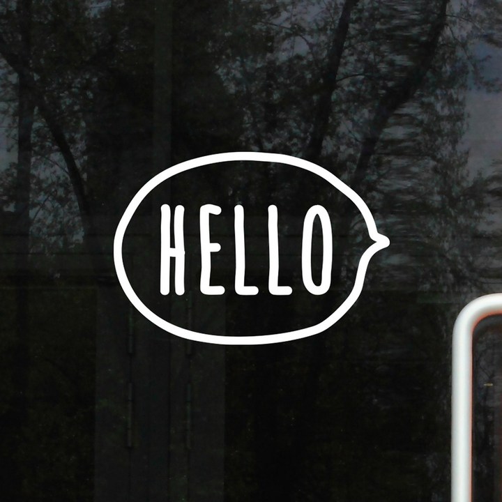 말풍선 hello 가게 레터링 도어 스티커
