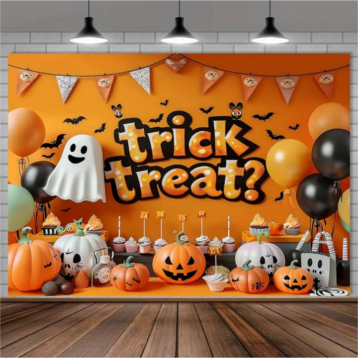 할로윈 풍선 파티 장식 대형 소형 포장지, 10번 Trick treat 패브릭 포스터, 1개