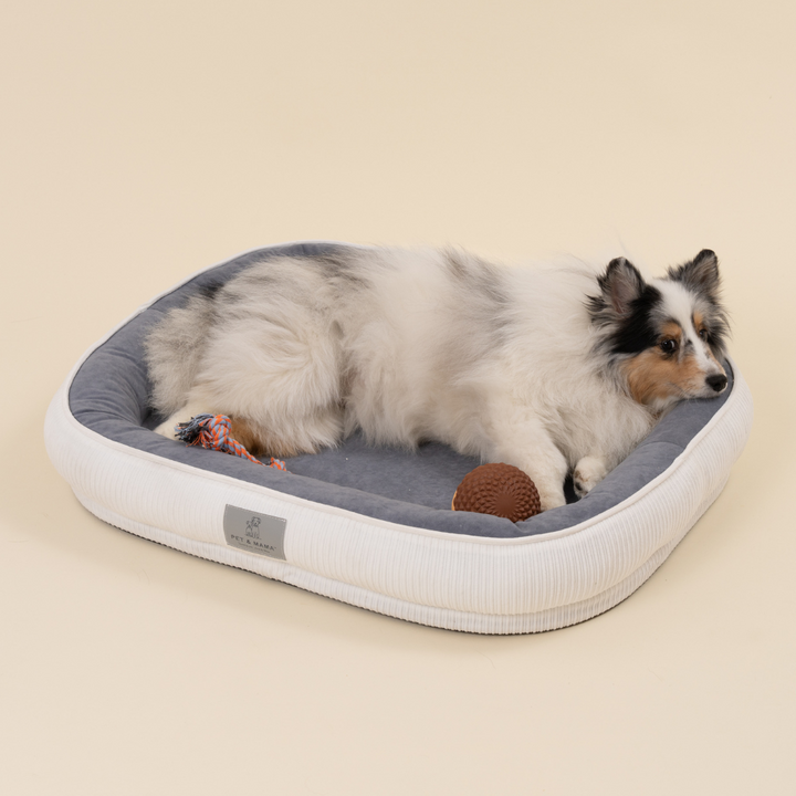 펫앤마마 겨울 강아지 슬개골보호 극세사 베개형 방석 커버분리형, White화이트, 1개