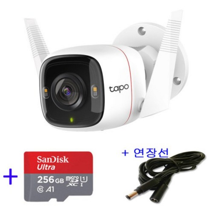 티피링크 Tapo C320WS 홈CCTV  micro SD 카드 256GB  전원연장선 5M 실외,농막,공장,가게