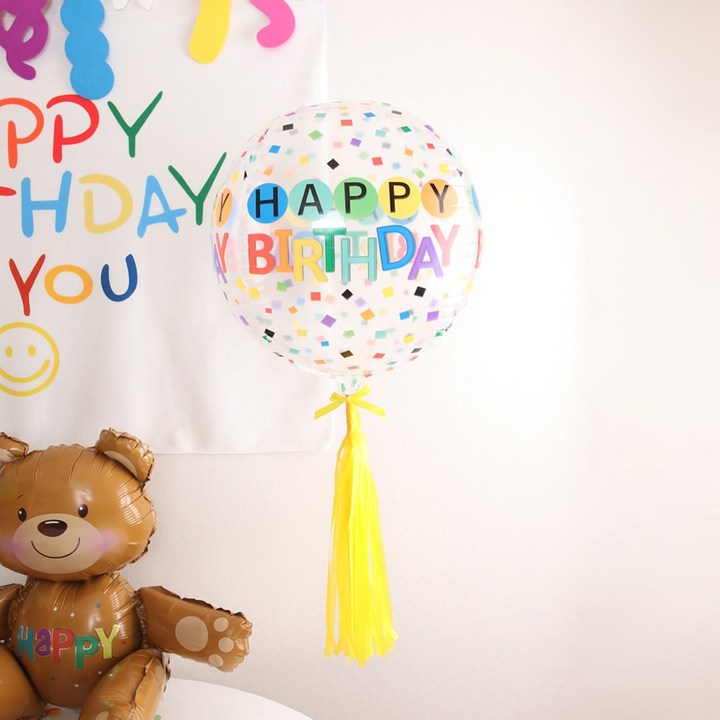 생일 풍선 옹브레 컨페티 22인치 헬륨효과키트