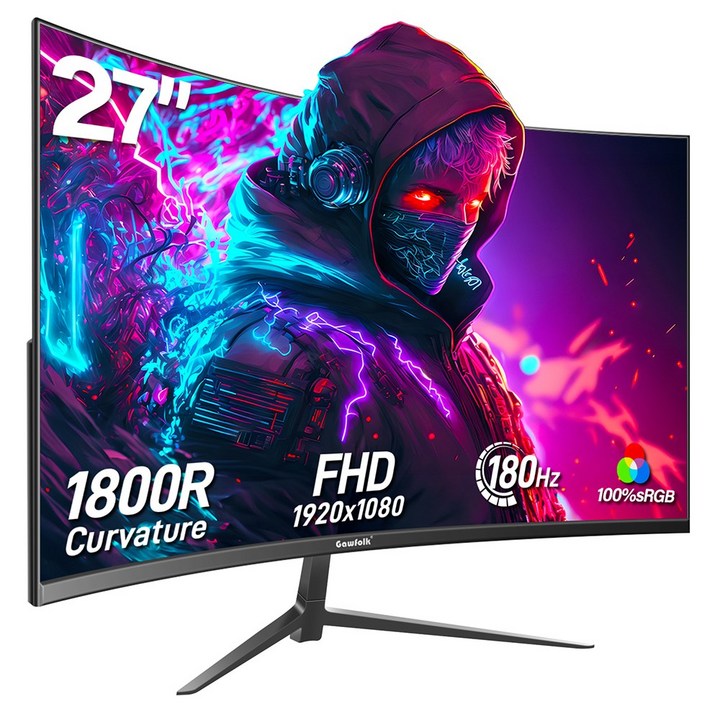 34인치 울트라와이드 커브드 게이밍 모니터 165Hz UWQHD 4k, 27인치 모니터 180Hz FHD, 커브드 컴퓨터 화면, Gawfolk 특가 할인중