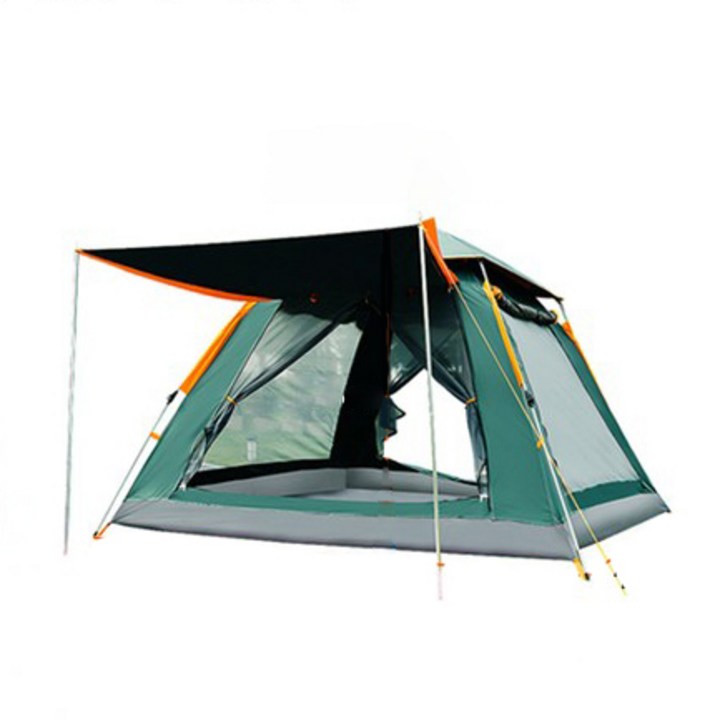 에르젠이화지작s5 코코프 캠핑야외 방수 잔자동 원터치 텐트, 3~4인, 흑녹색 블랙젤