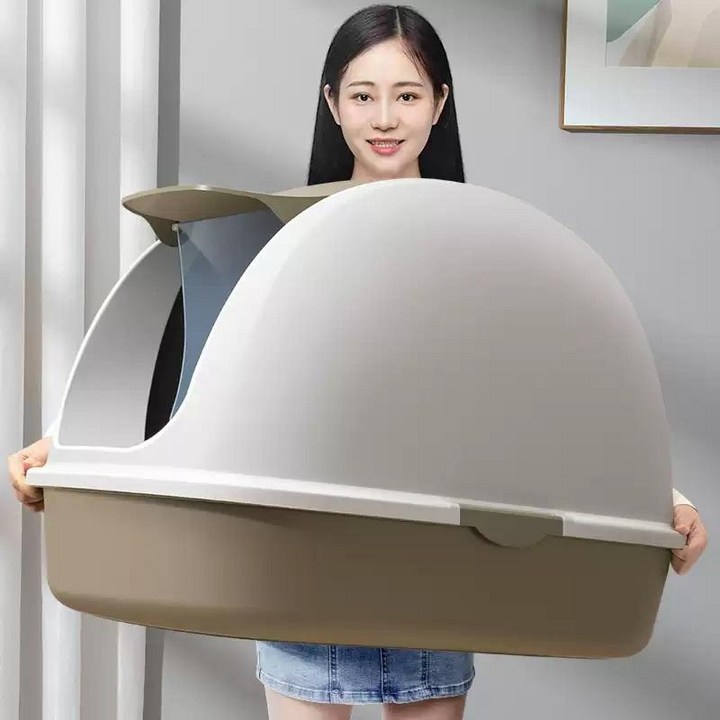 고양이 화장실 후드형 변기 반려동물 G.56cm 브라운