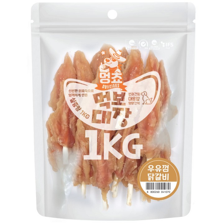 멍쵸 먹보대장 1kg 9종 강아지간식, 1개, 1kg, 먹보대장 우유껌닭갈비