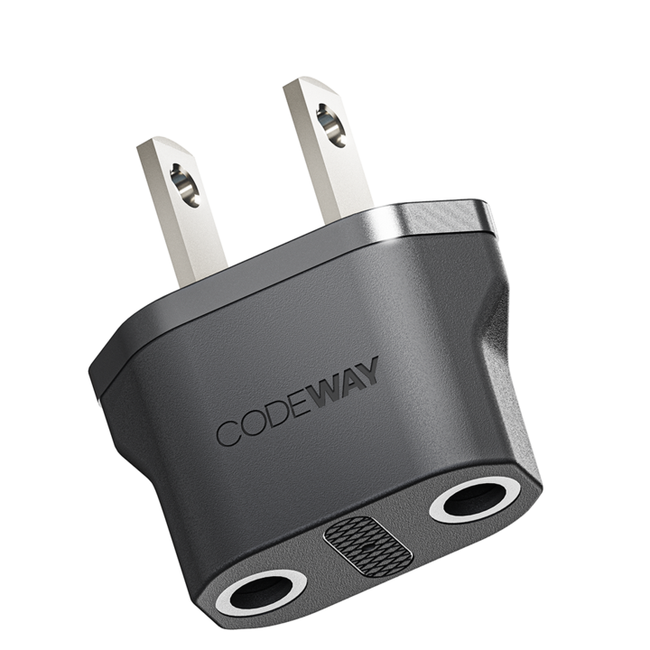 코드웨이 돼지코 220V 변환 110V 플러그 여행용 어댑터 블랙 35x40mm