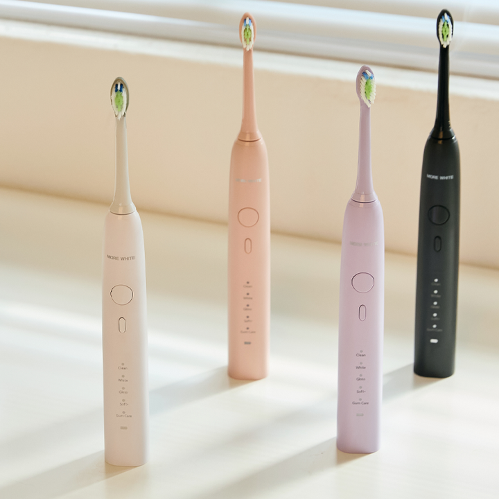 모어화이트 최신형 초미세 무선 음파 진동 초음파 전동칫솔 세트, 2세트, 블랙, 비바소닉 프로