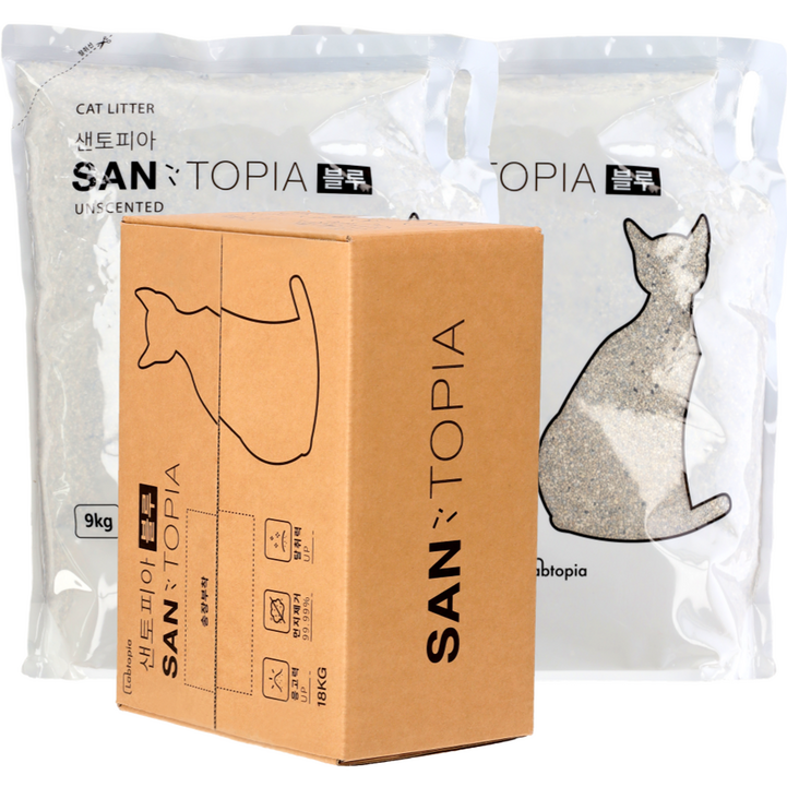 두부국시 샌토피아 블루 벤토나이트 고양이 모래, 9kg, 2개