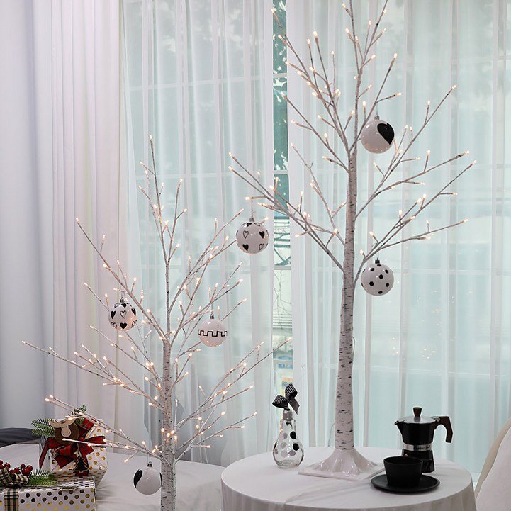 크리스마스트리별장식 조아트 크리스마스트리 자작나무트리 LED 감성트리 화이트 특별한트리 인조나무, 01_감성트리 화이트자작 1.2M