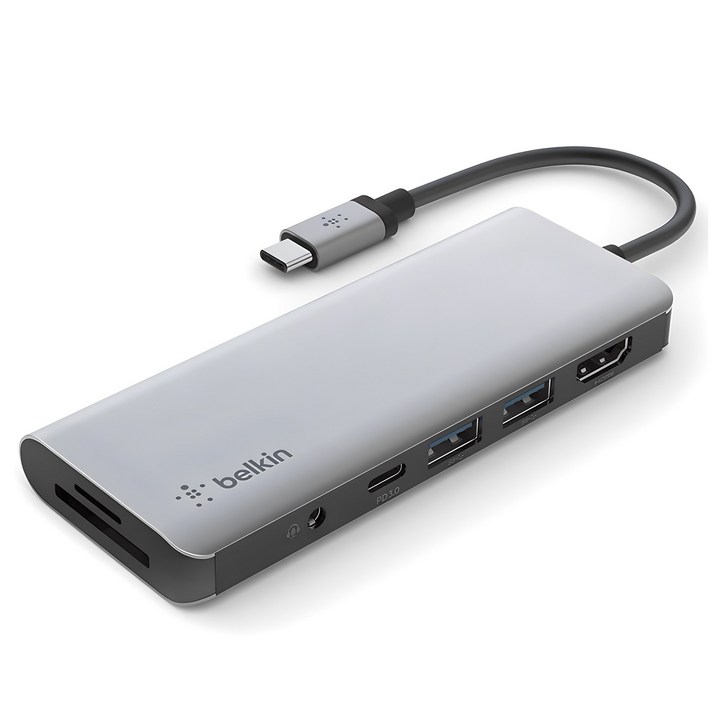 벨킨 7in1 USB C타입 멀티 허브 AVC009btSGY, 그레이, 1개 벨킨 7in1 USB C타입 멀티 허브 AVC009btSGY, 그레이, 1개