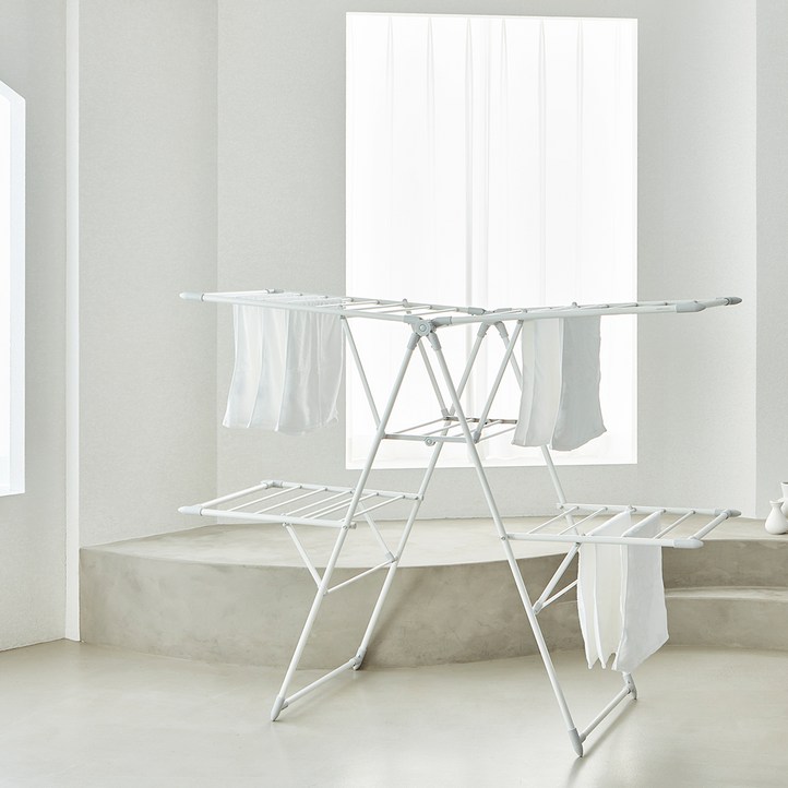 한샘 양날개 플러스 건조대 기본형, 크림화이트라이트그레이