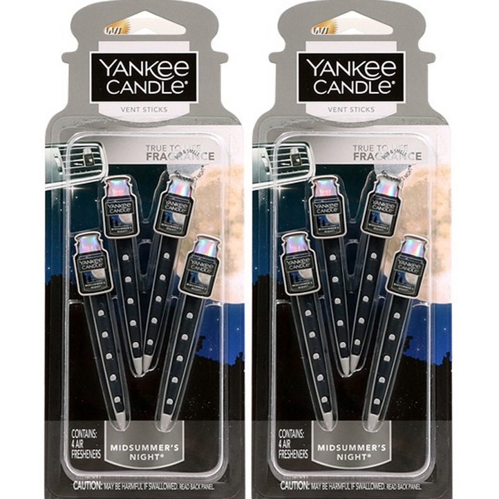 양키캔들 차량용 방향제 벤트스틱 블랙, 2개, 미드썸머나잇