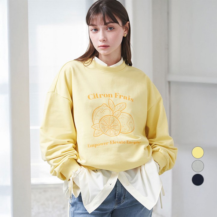 ELLE PARIS 그래픽 Citron 스웻셔츠
