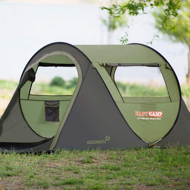 패스트캠프 베이직3 원터치 텐트, 올리브그린, 34인용